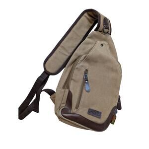 Wowang 10 Inch Tablet Crossbody Bag Purse Beige Canvas Boho School Organizer